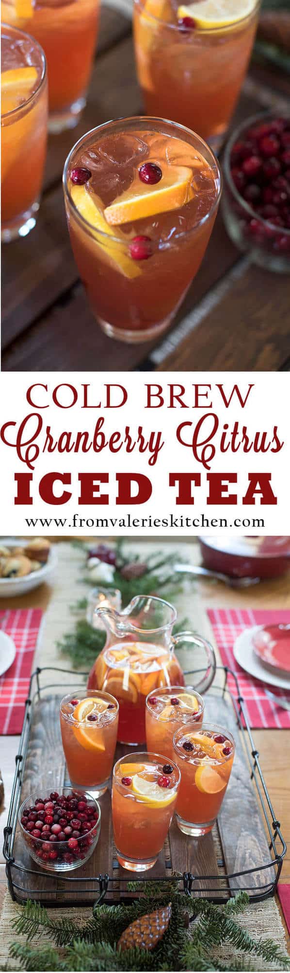 A fast, easy cold brew method creates this vibrant winter-inspired beverage. Brighten up your next winter meal with Cold Brew Cranberry Citrus Iced Tea. 