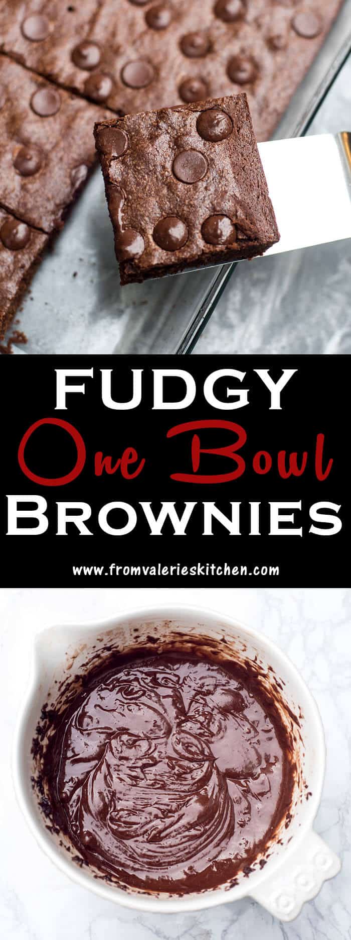 An easy mix and bake recipe with a cocoa powder base that results in a seriously fudgy brownie. Fudgy One Bowl Brownies are a rich, decadent treat!
