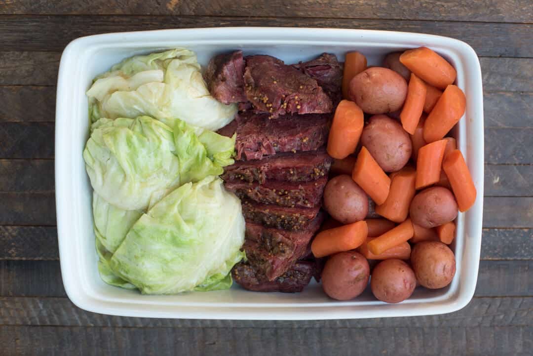 The finished recipe in a white serving dish.
