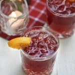 A closeup of punch in a crystal glass.