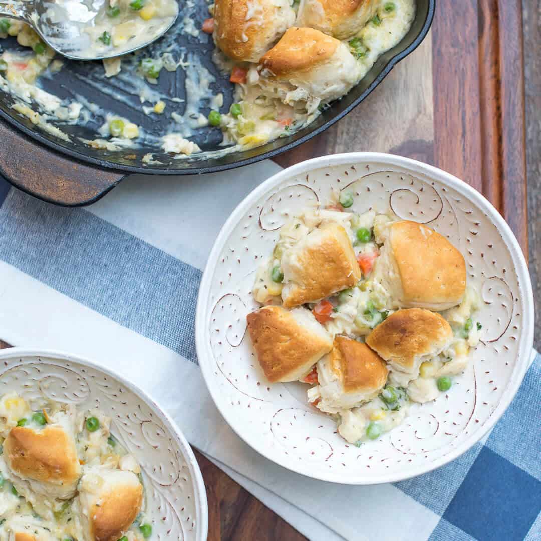 Skillet Chicken And Biscuit Pot Pie Valerie S Kitchen