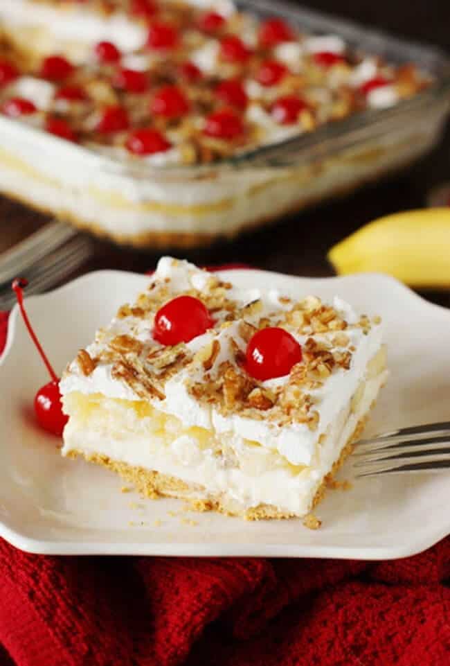 No-Bake Banana Split Cake  