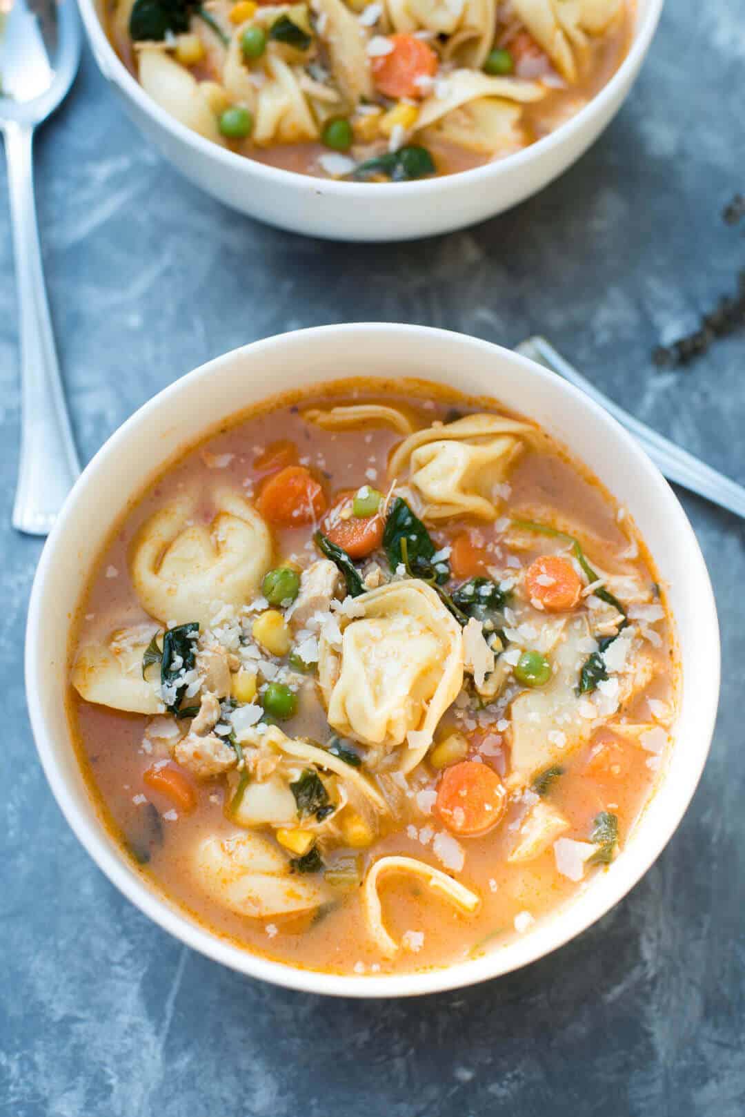 Chicken Vegetable Tortellini Soup | 30 Easy One Pot Recipes for Busy Days