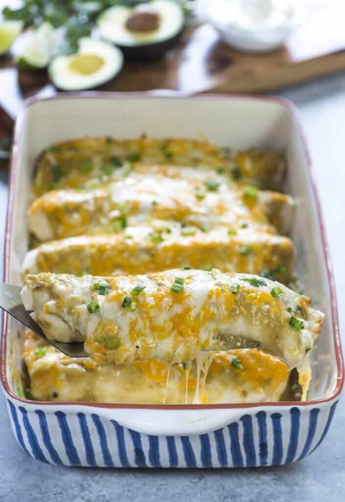 Green Chile Chicken Smothered Burritos Valerie's Kitchen