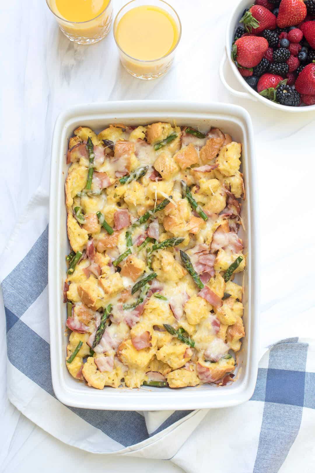 Savory French Toast Bake in a casserole dish.