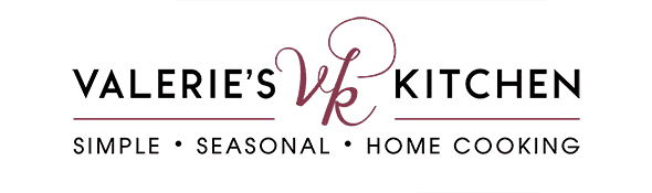 The logo for Valerie's Kitchen in black and burgundy.