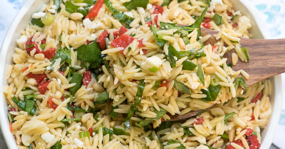Orzo Salad with Spinach and Feta | Valerie's Kitchen