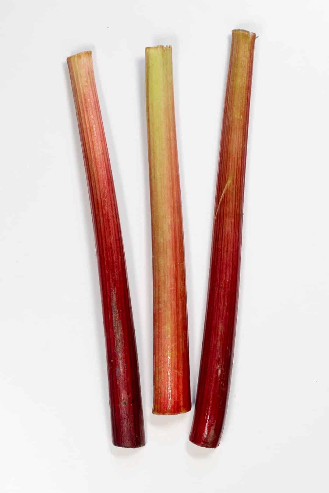 Three stalks of rhubarb.