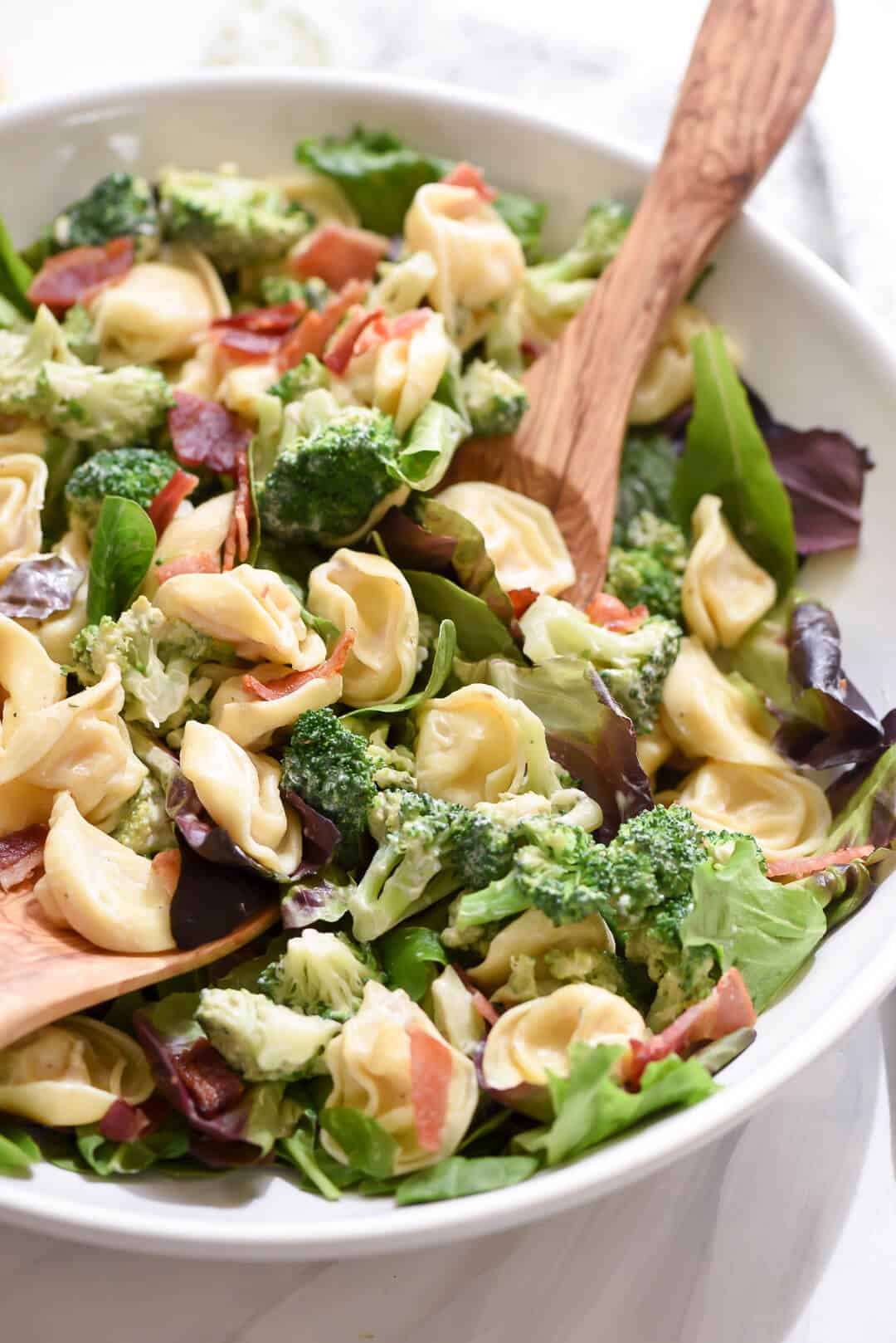 A close up image of the pasta salad