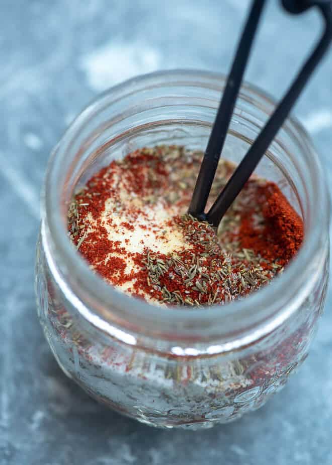 Kickin' Cajun Seasoning Mix in a mason jar