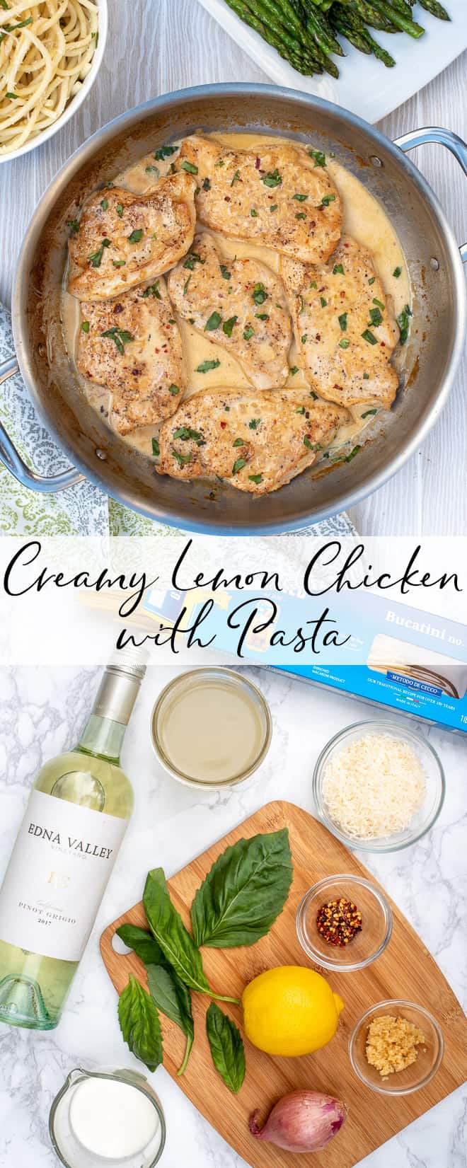 Thin-sliced chicken with a luscious lemon cream sauce served over basil Parmesan pasta. This Creamy Lemon Chicken with Pasta is an elegant but easy meal!