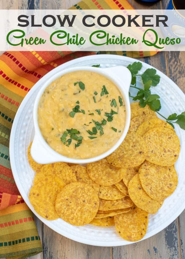 Slow Cooker Green Chile Chicken Queso Valerie's Kitchen