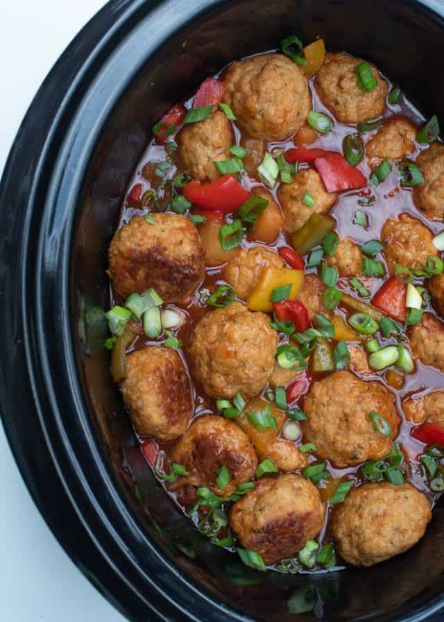 Slow Cooker Sweet and Sour Chicken Meatballs Valerie's Kitchen
