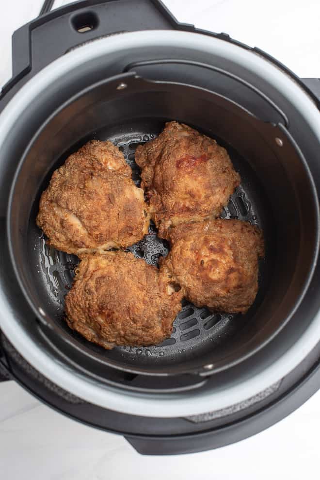 Four pieces of Air Fryer Fried Chicken after the cooking process.