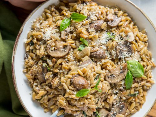 Creamy Orzo With Mushrooms And Parmesan Valerie S Kitchen