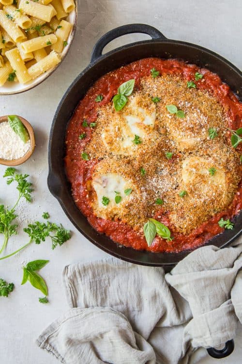 Skillet Chicken Parmesan - Quick and Easy | Valerie's Kitchen