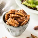 Glazed nuts in a small bowl.