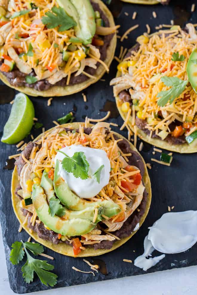 Chicken and Veggie Baked Tostadas