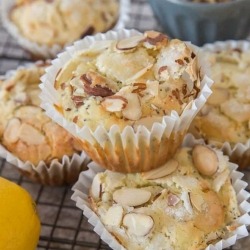 A close up of a Lemon Poppy Seed Muffin.