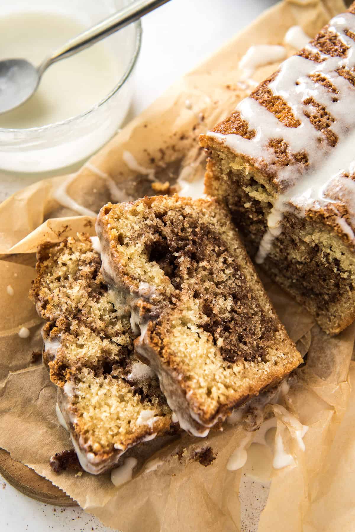 A close up image of slices of Cinnamon Swirl Bread.