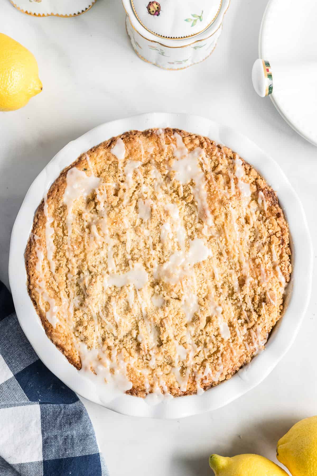 An over the top shot of the lemon zucchini coffee cake.