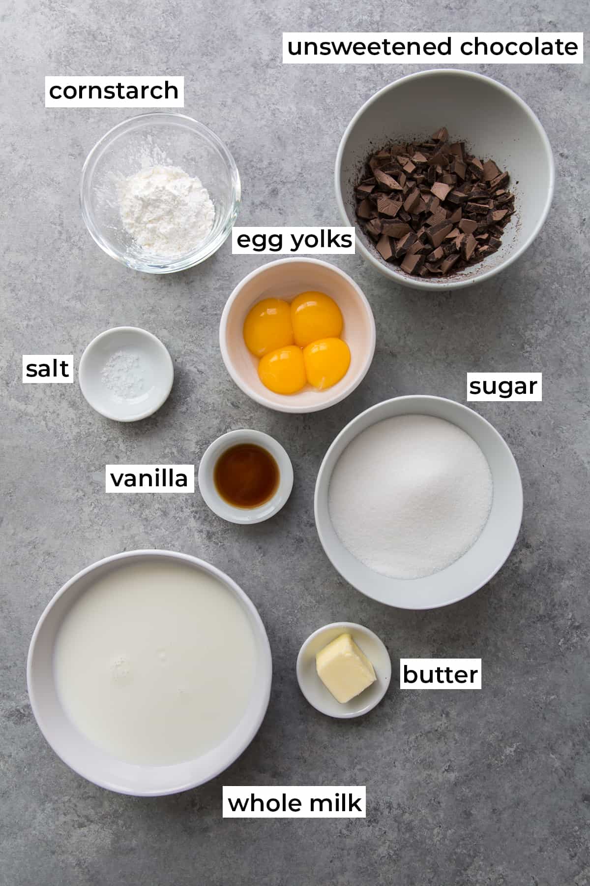 All the ingredients needed to make Chocolate Cream Pie with text overlay.