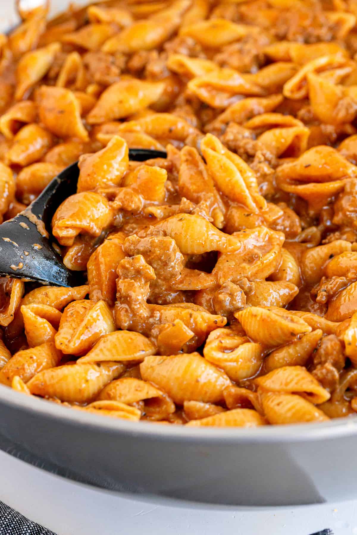 Creamy Beef and Shells (Easy Skillet Pasta!)