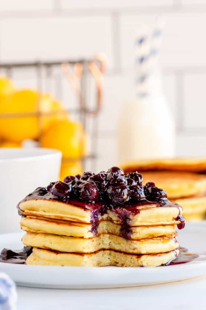 Lemon Ricotta Pancakes with Blueberry Sauce Valerie's Kitchen
