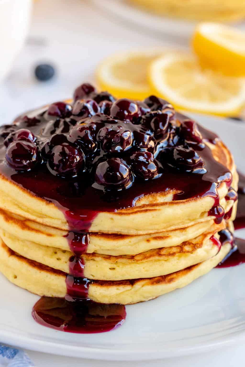 Lemon Ricotta Pancakes with Blueberry Sauce | Valerie&amp;#39;s Kitchen