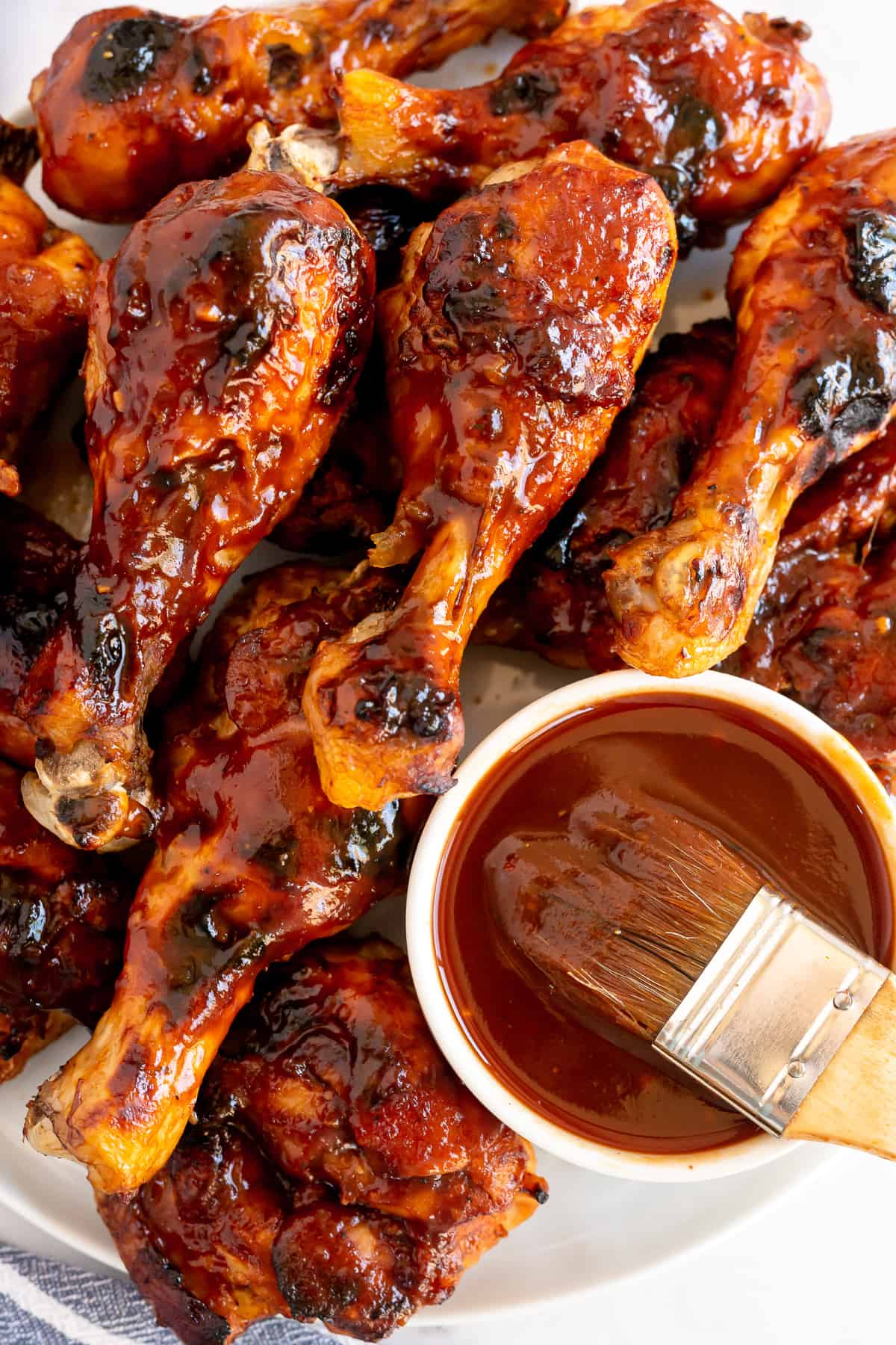 A platter of chicken basted with Root Beer BBQ Sauce.