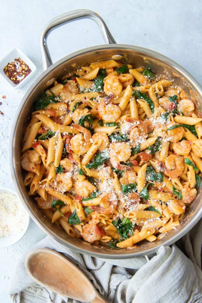 Chicken and Spinach Skillet Pasta (30 Minute Meal!) - Valerie's Kitchen
