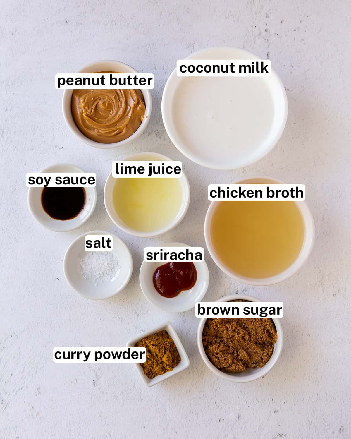 Ingredients for Peanut Dipping Sauce with text overlay.