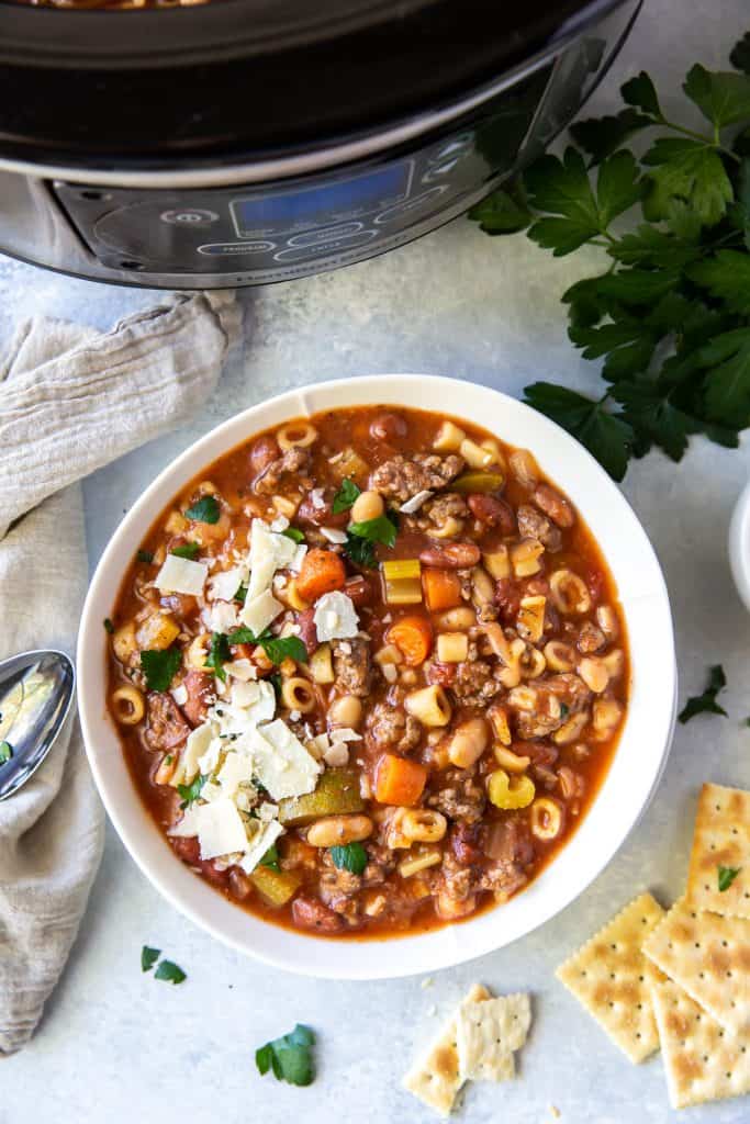 Slow Cooker Hamburger Minestrone Valerie's Kitchen