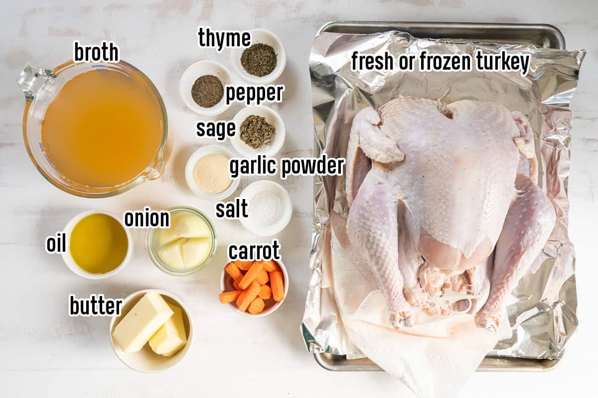 The ingredients for Herb Roasted Turkey with overlay text.