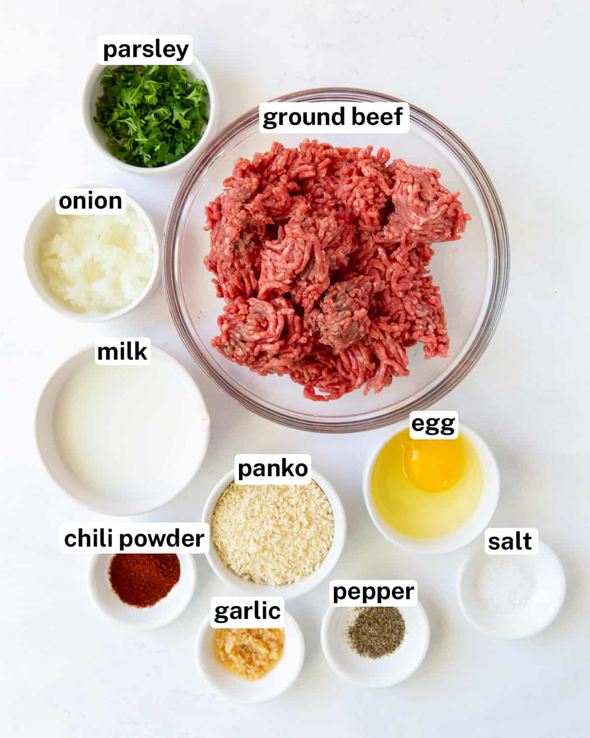 The ingredients for BBQ Meatballs with text.