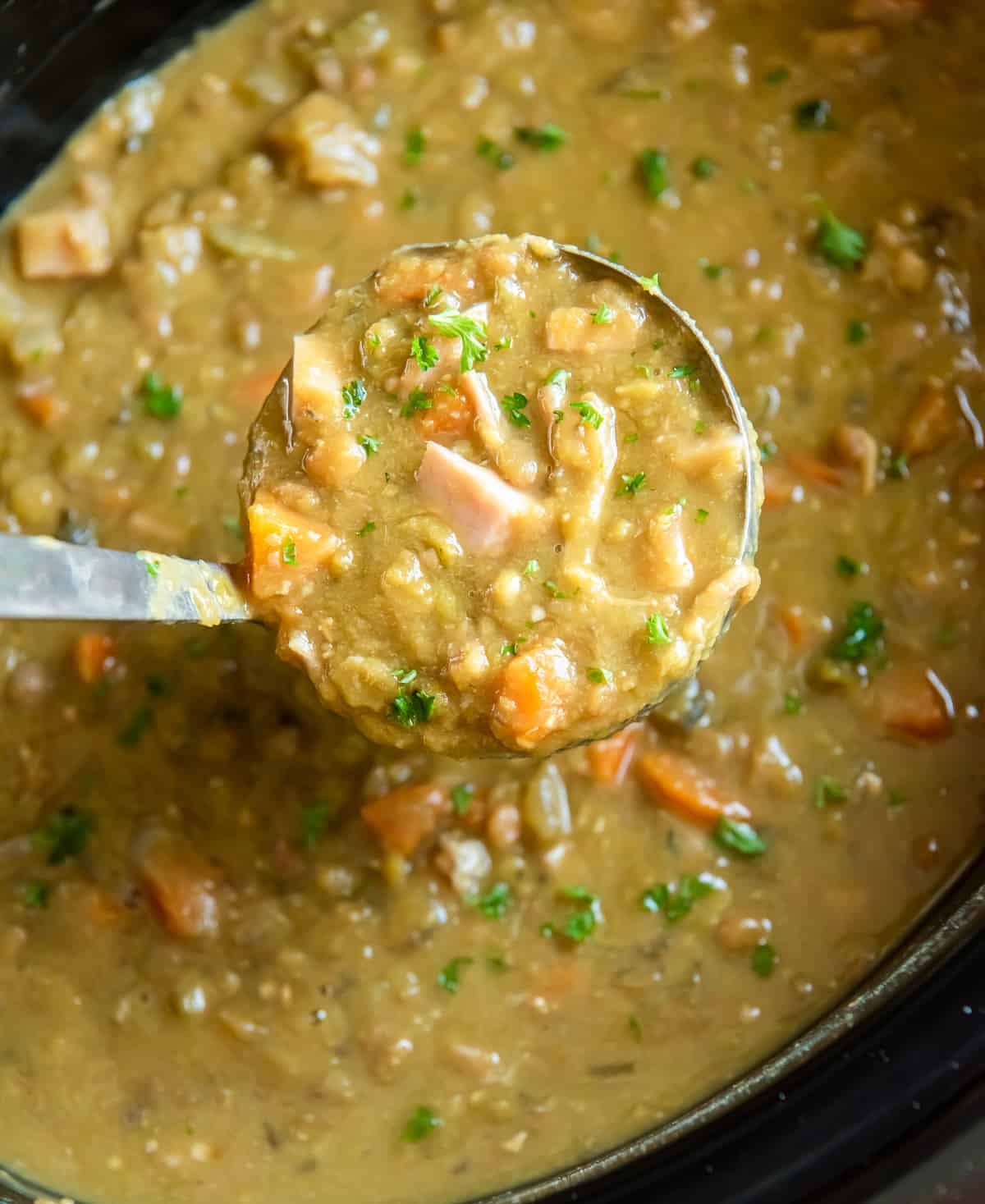 Easy Slow Cooker Split Pea Soup with Ham - Leftover Ham Soup