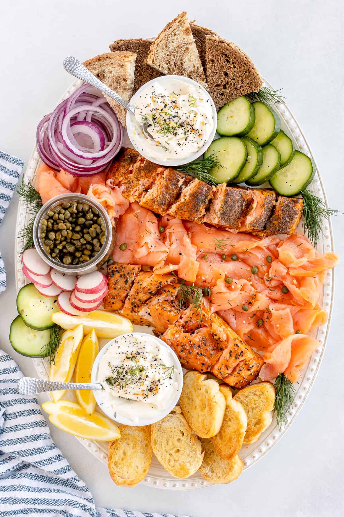 Smoked Salmon Appetizer with Cucumber and Lemon Dill Cream Cheese