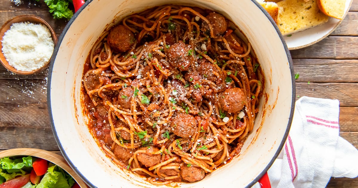 One Pot Spaghetti and Meatballs Valerie's Kitchen