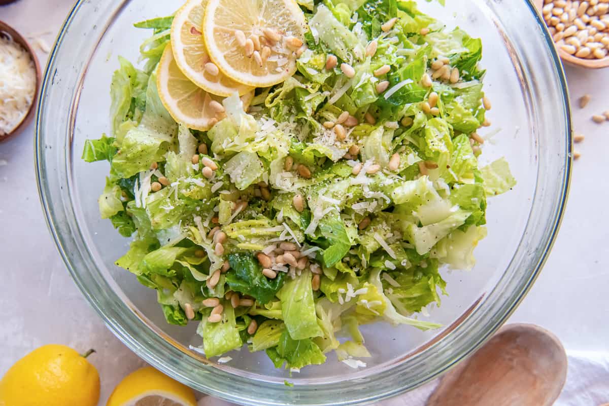 Easy Green Salad with Lemon Parmesan dressing - Simply Delicious