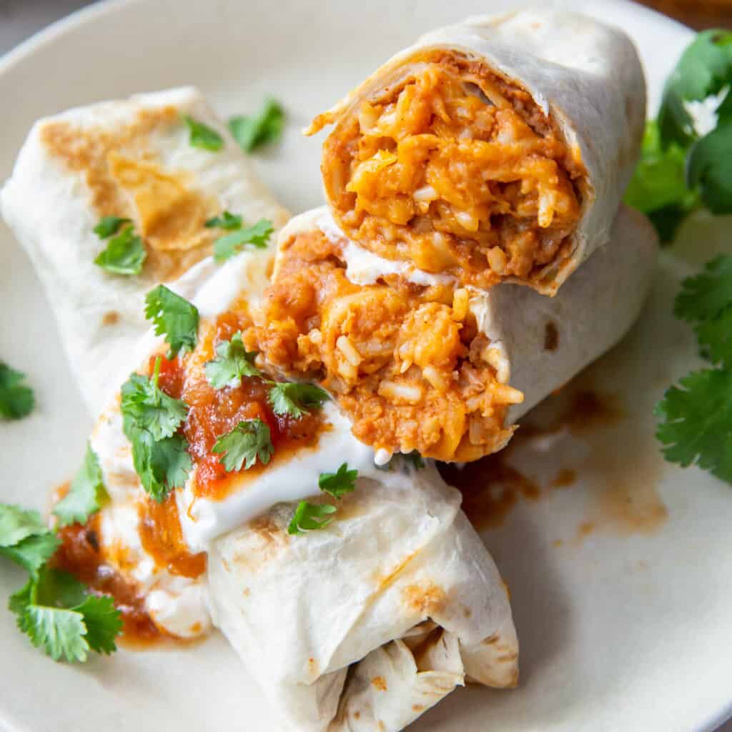 Baked Cheesy Bean and Rice Burritos Valerie's Kitchen
