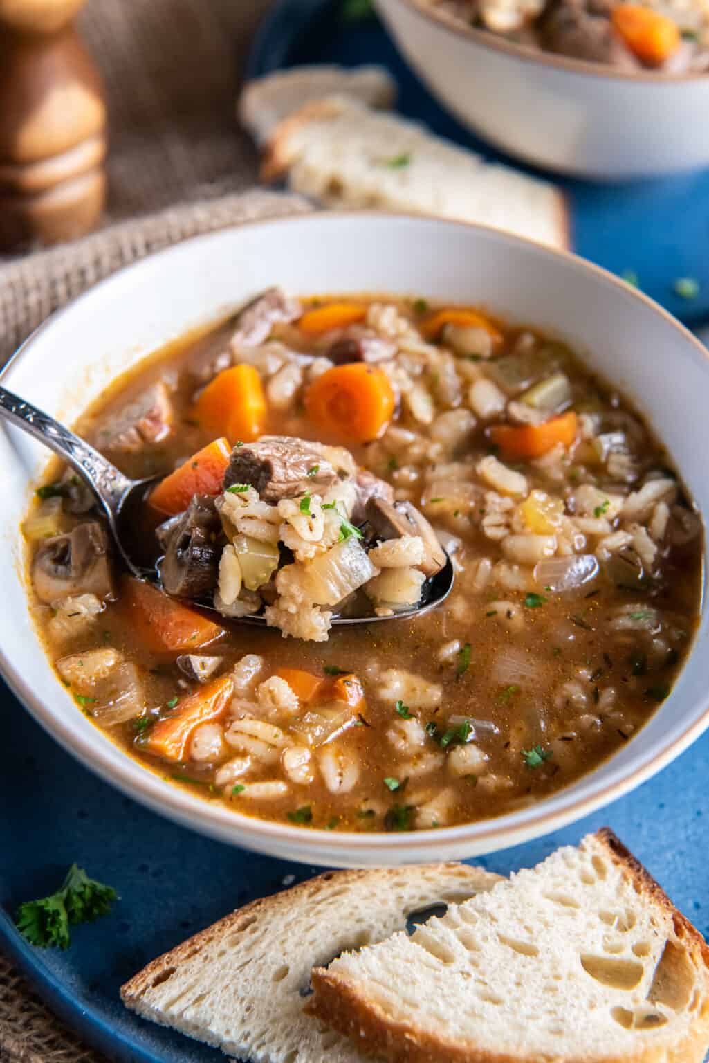 Slow Cooker Beef Barley Soup | Valerie's Kitchen