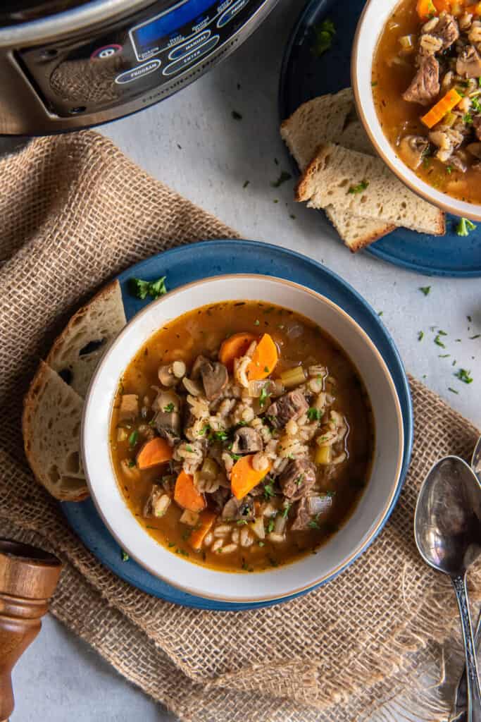 Slow Cooker Beef Barley Soup | Valerie's Kitchen