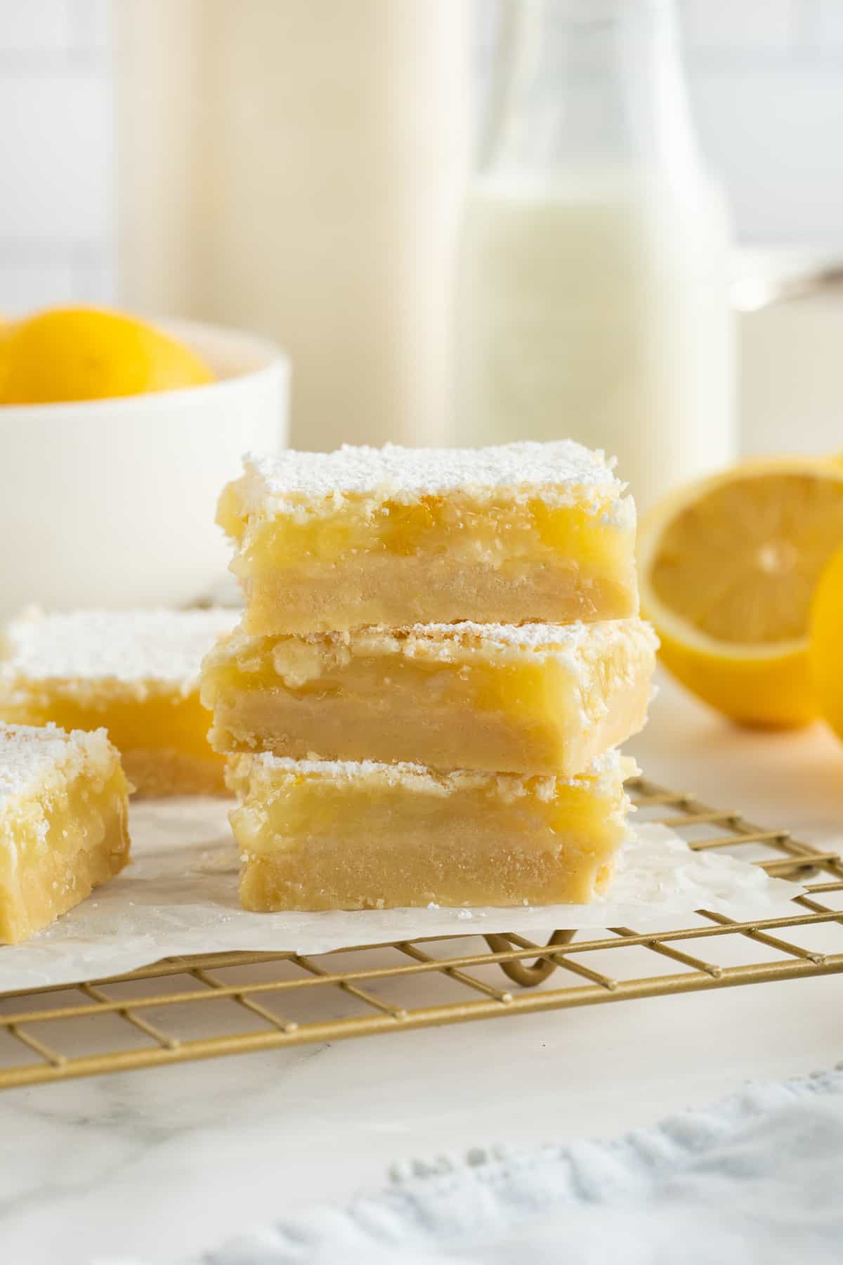 A stack of 3 lemon bars.