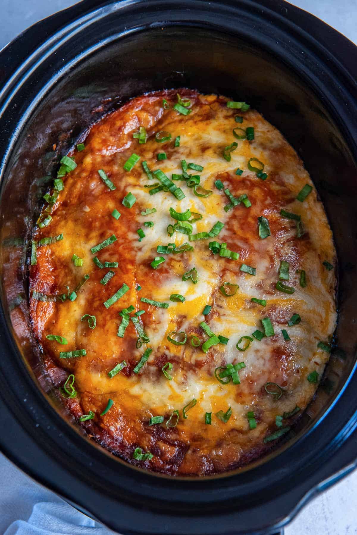 Enchiladas in a slow cooker.