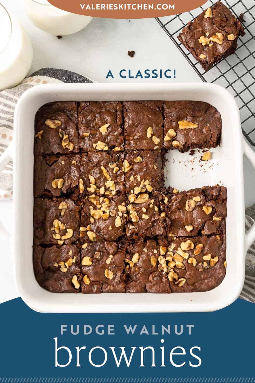 Classic Fudge Walnut Brownies Valerie's Kitchen
