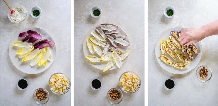 Edive Process Endive Appetizer with Goat Cheese and Pear